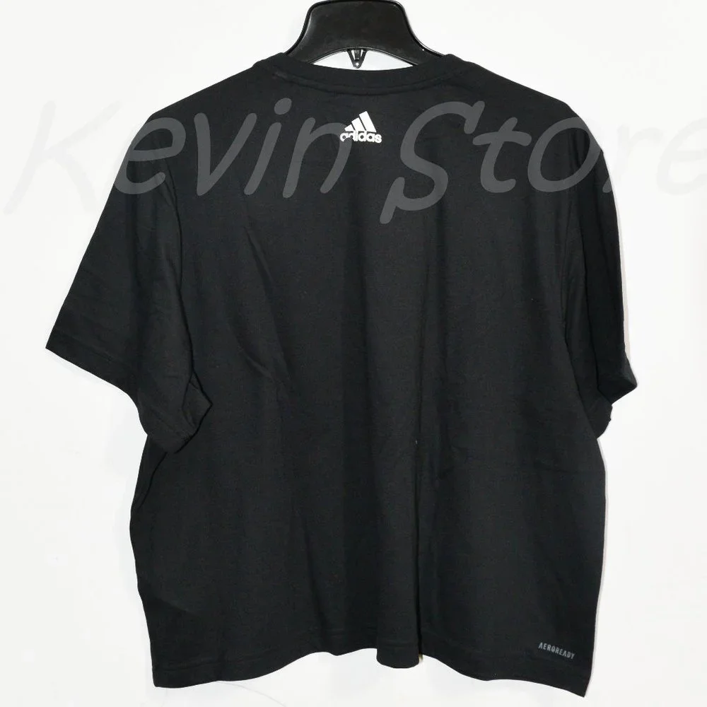 BLACK NWT Adidas Ladies' Logo Crop Tees - Picture 4 of 5